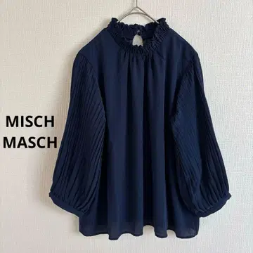 MISCH MASCH 미슈마슈 프릴 칼라 네이비 블라우스 7부 소매