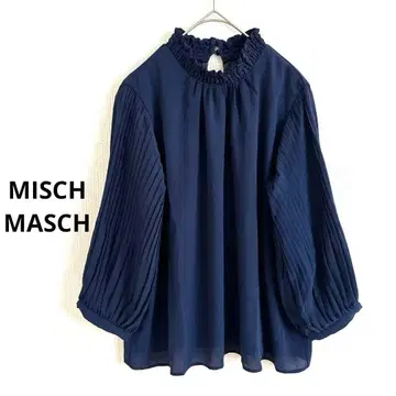 MISCH MASCH 미슈마슈 프릴 칼라 네이비 블라우스 7부 소매