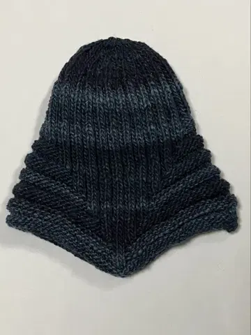 핸드메이드 귀도리 포함 니트 모자 노로 에이사쿠 털실 사용 남색 계열