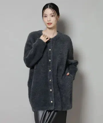 샤기 니트 자켓