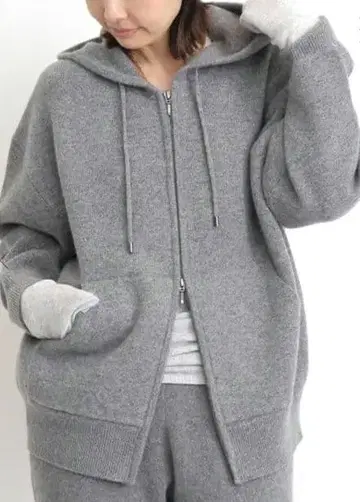 라빠르망 GRAY KNIT HOODIE PARKA
