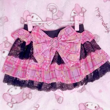 MARS계 공주 갸루 헤이세이 여자아이 스커트 리본 핑크