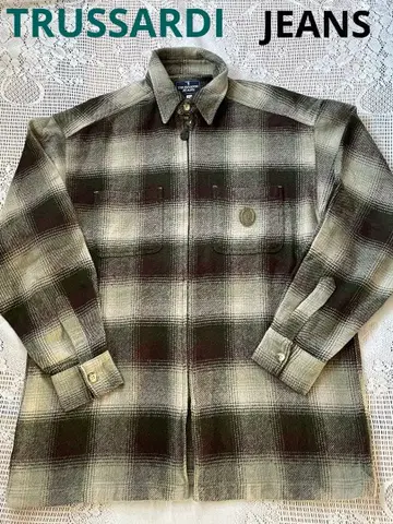 트루사르디 지퍼 체크 플란넬 셔츠