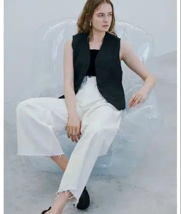 화이트 와이드 팬츠 데님