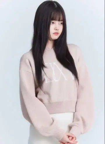 EIMY 라메 로고 니트 후디 핑크