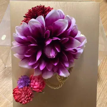 후리소데용 머리 장식 꽃 보라색 빨간색