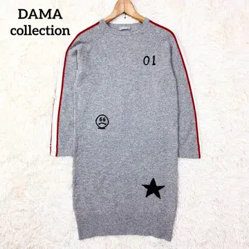 [ 새상품급 ]  컬렉션 자수 니트 원피스 롱 기장 그레이