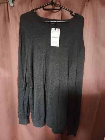 택 포함 새상품 ZARA XL 빅 실루엣 다크 그레이 긴팔 니트 티셔츠