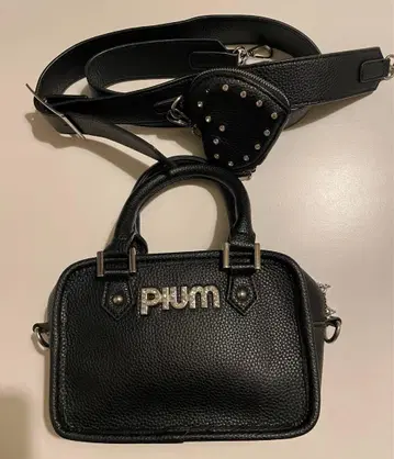 pium 하트 파우치 포함 미니 보스턴 백