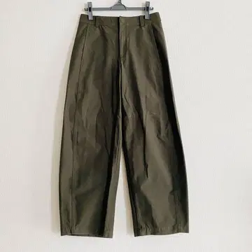 유니클로 저지 배럴 레그 팬츠 올리브 L UNIQLO 밀리터리