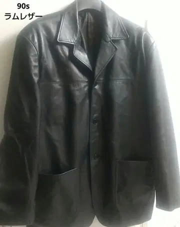 램 가죽 코트 90s 블랙 빈티지 구제 의류 리얼 가죽
