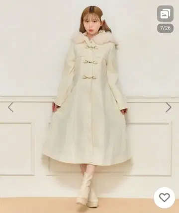 아프레 주르 롱 더플 코트 화이트 XL