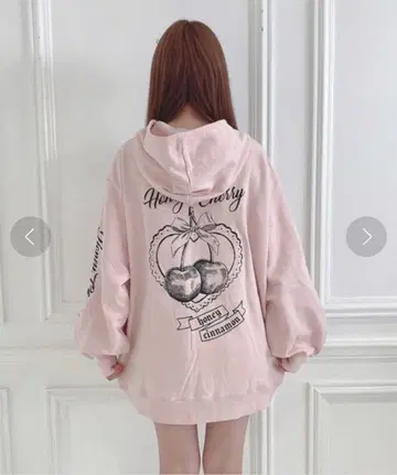 허니시나몬 체리 후드티 핑크