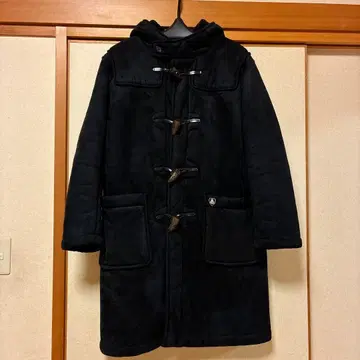 블랙 더플 코트 후드 부착