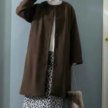 완판템 새상품급 OPAQUE.CLIP 멜톤 노카라 롱 코트 M 사이즈