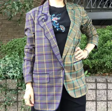 비비안 탐 체크 무늬 테일러드 자켓