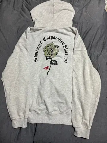 Schott U.S.A. 장미 자수 후드티 그레이