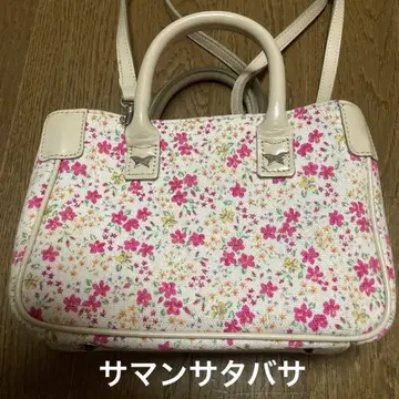 사만다 타바사 꽃무늬 캔버스 미니 숄더백 천연 가죽 핸드백