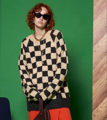 [ Maison Special ] 블록 체크 핸드 니트