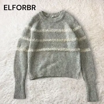 엘포르블 프린지 디테일 크루넥 니트 울 혼방 라이트 그레이