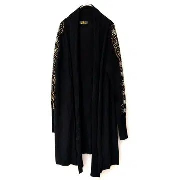 Tanppoppo 비쥬 블랙 가디건 오픈 프론트