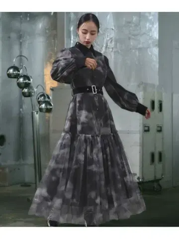 튤 레이어 디자인 원피스 HARE 블랙