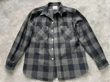 [ 새상품급 ] BONCOURA 워크 플란넬 셔츠 블랙/그레이 M