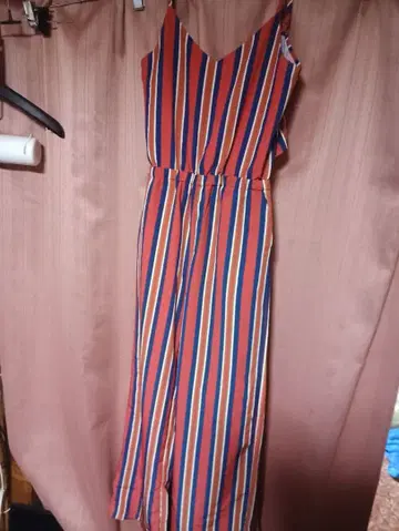 일품 쇼와 레트로 스트라이프 디자인 올인원 팬츠 식도락 인형