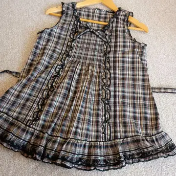 새상품급 PINKHOUSE 오리지널 체크 뒷 리본 블라우스