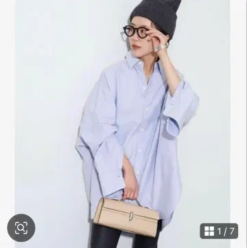 Plage oxford long 셔츠 색스 블루