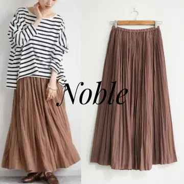 새상품급 Noble 뉴앙스 플리츠 맥시 스커트 브라운 FREE