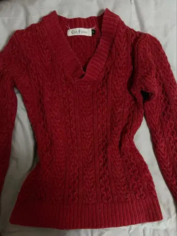 Cook jeans 빨간색 케이블 니트 스웨터