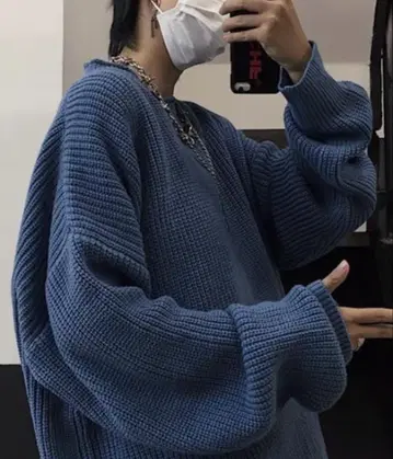 빅 실루엣 하찌 롤넥 니트