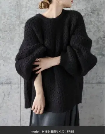 selectMOCA 케이블 니트 스웨터 블랙 FREE