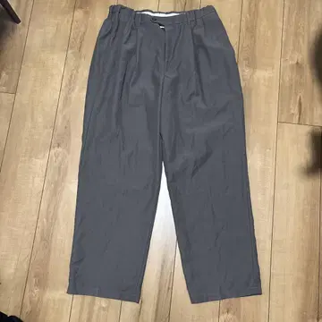 그레이 와이드 팬츠 허리밴딩