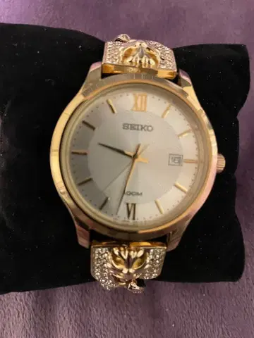 SEIKO 엘레강트 손목시계 날짜 표시 크로스볼 지르코니아 벨트