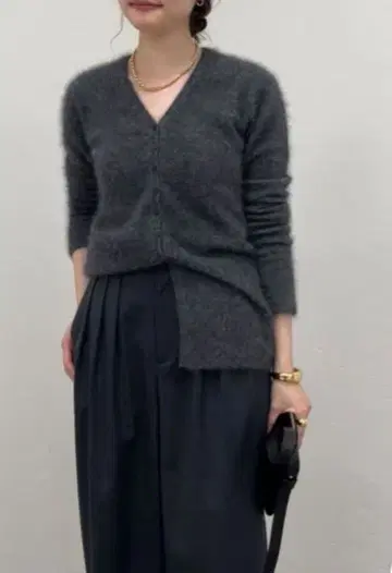 새상품 Plage Light Fur Midi 가디건 그레이