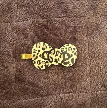 키티전 한정판 레오파드 무늬 리본형 헤어핀