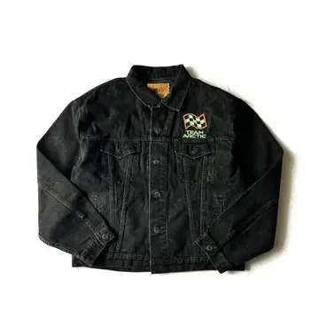 90s TEAM ARCTIC black denim jacket