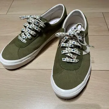 VANS 올리브 스니커즈 꽃무늬 신발끈 애너하임