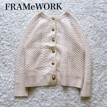 프레임워크 골드 버튼 아란 무늬 가디건 해밀턴 울 2way