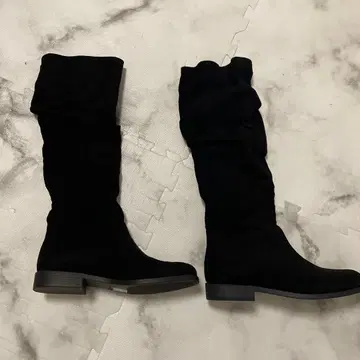 블랙 스웨이드풍 롱 부츠