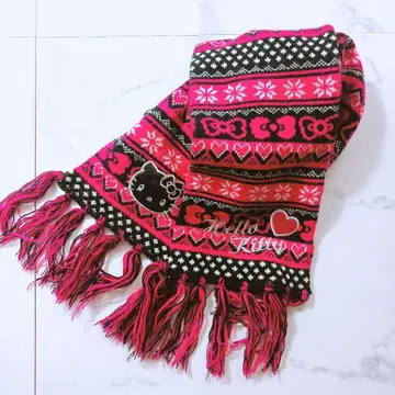 [레어] Sanrio 키티 머플러 프린지 부착 y2k 노르딕 USJ