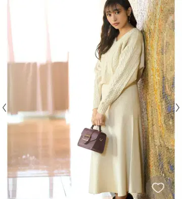 [ 와타나베 리카 콜라보 ] 레이어드 케이블 니트 원피스