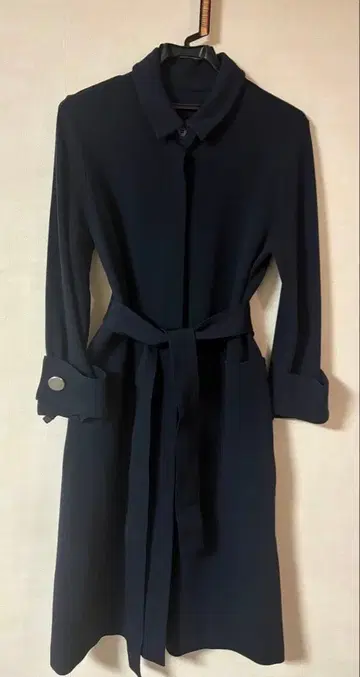 네이비 셔츠 원피스 긴팔 벨트 포함