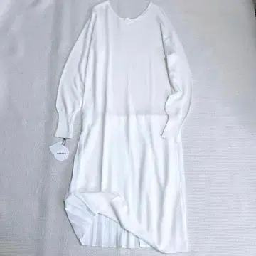 택 포함 PCCIN 피칭 플리츠 절개 니트 원피스 이소재 워셔블