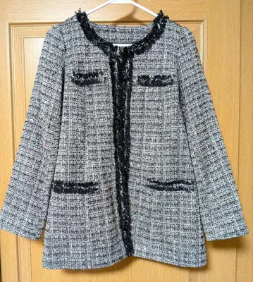 월드 grove 노카라 트위드 자켓