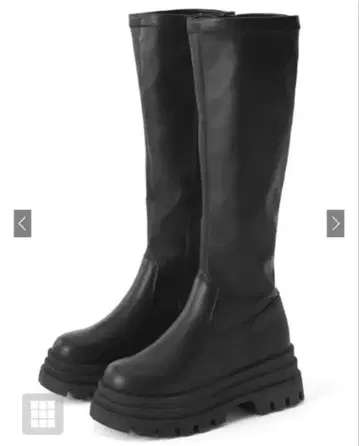 가죽 통굽 롱 부츠 그레일