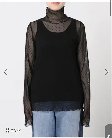 블랙 터틀넥 긴팔 상의 프리 사이즈