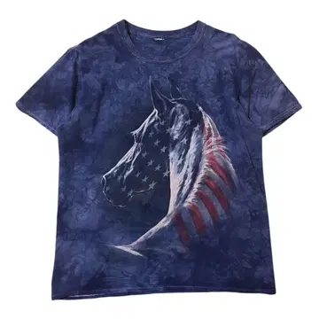 USA 구제 의류 말 우마 애니멀 프린트 반팔 T셔츠 I2319